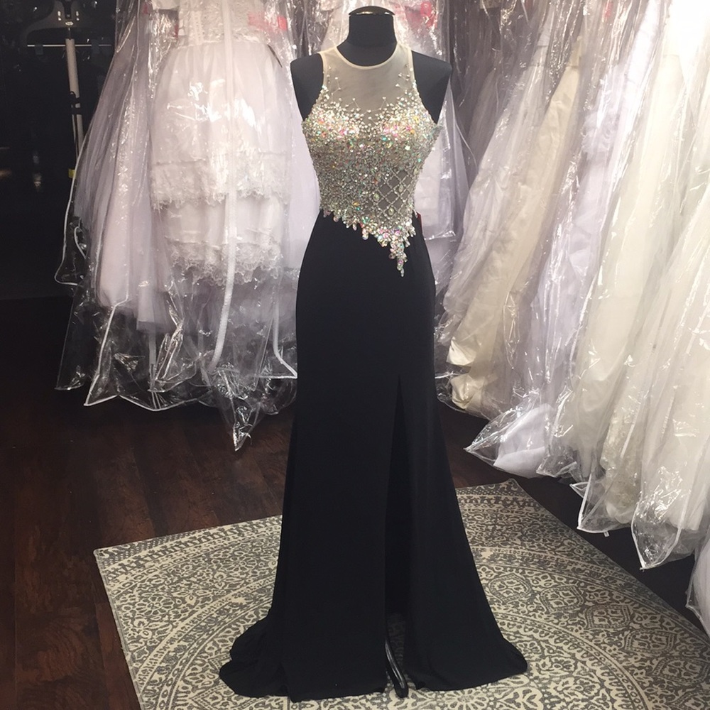 Sexy Black Crystal Gown